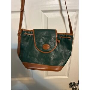 Cleopatra Vintage Forest Green Pebbled Faux Leather Crossbody Drawstring Bag
